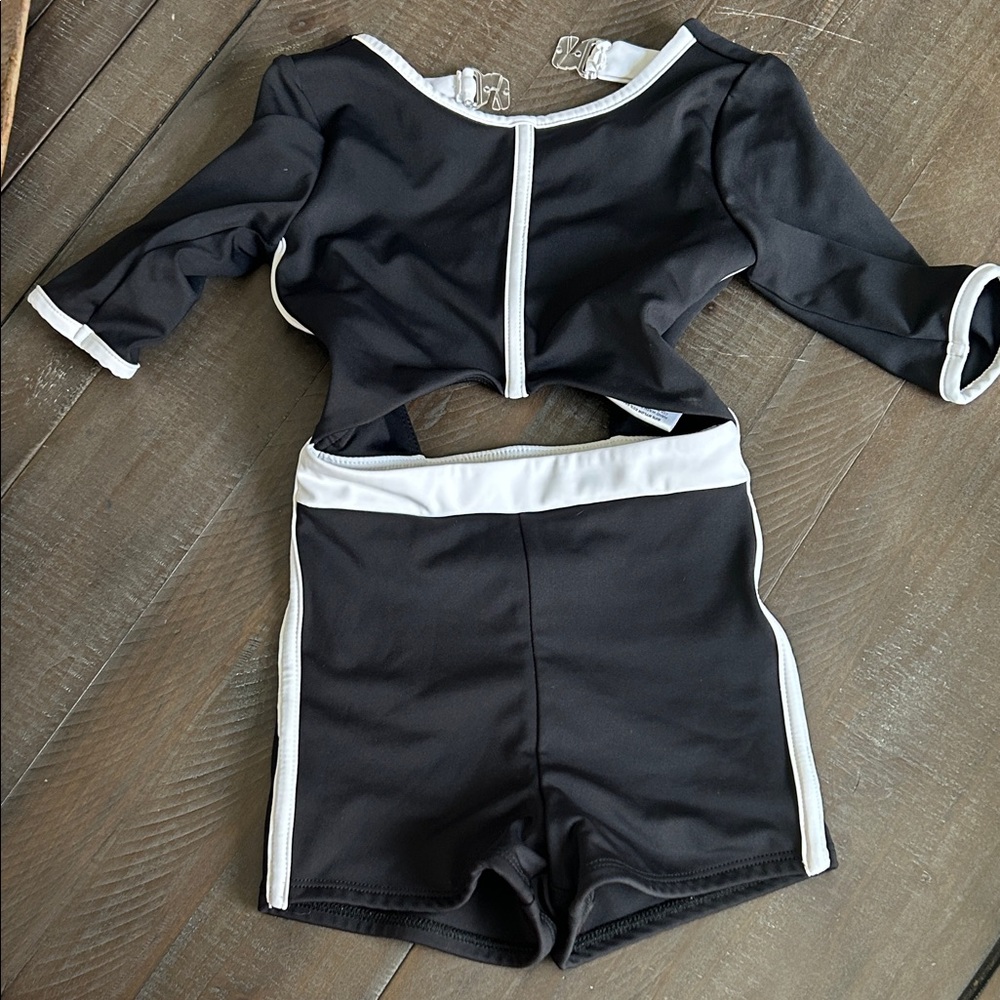 Black and White Tiger Friday dance wear romper. Child large